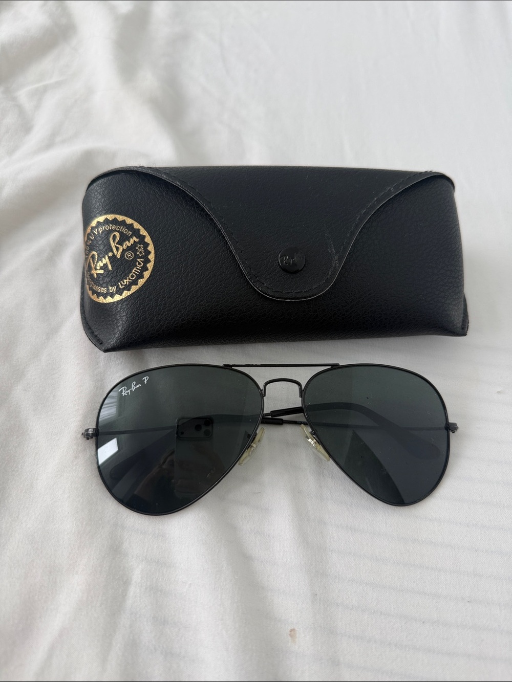 Ray-Ban Aviator Sunglasses - Black Frame, Gray Lenses